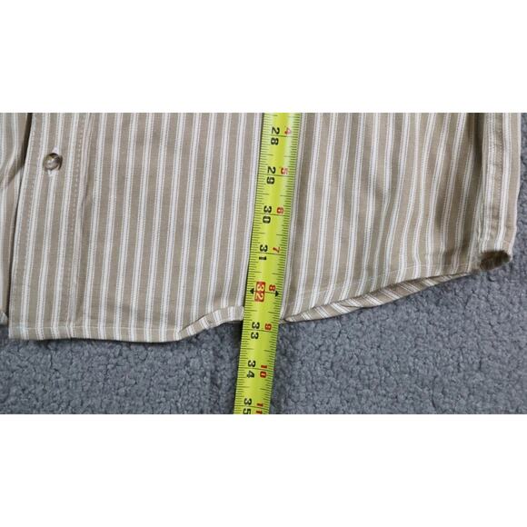 Outback Trading Company Mens Shirt L Cotton Brown White Striped Western Cowboy - Picture 8 of 8